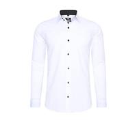 Rusty Neal Camicia da uomo Premium Slim Fit a maniche lunghe Stretch Grigio con colletto Kent Camicia Business Camicia per il tempo libero M, bianco/nero, 5XL