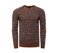 Rusty Neal - Pullover Uomo Girocollo Button Maglione Inverno Chiner Maglia Grande Maglia Caldo Girocollo Basic Maglione Idee Regali Noel, San Valentino 13363, marrone, S