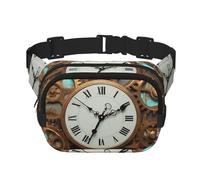 Rusty Steampunk Clock Marsupio da donna impermeabile regolabile marsupio alla moda casual borsa a tracolla per corsa, allenamento, escursionismo, viaggi, nero, taglia unica, Nero , Taglia unica