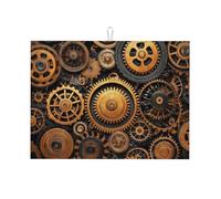Rusty Steampunk Clock - Tappetino scolapiatti per bancone della cucina, in microfibra, assorbente, riutilizzabile, lavabile, extra large, 45,7 x 61 cm