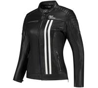 Rusty Stitches Alice Giacca in pelle da moto da donna, Bianco/nero, Taglia 46