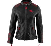 Rusty Stitches Amanda Giacca donna moto in pelle, nero/rosso, Taglia 38