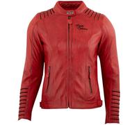 Rusty Stitches Amanda Giacca donna moto in pelle, rosso/nero, Taglia 42