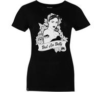 Rusty Stitches Bad Ass Betty T-shirt da donna, Bianco/nero, Taglia M