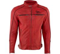 Rusty Stitches Chase Giacca moto in pelle, nero-rosso, taglia M per maschi