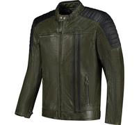 Rusty Stitches Cooper Giacca di pelle da moto, Verde/Nero, Taglia S