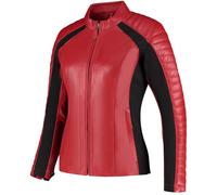 Rusty Stitches Donna Giacca in pelle da moto da donna, nero-rosso, taglia 36 per donne