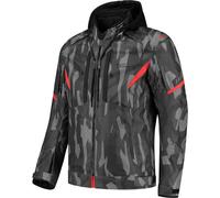 Rusty Stitches Dylan Giacca tessile da moto impermeabile, nero-grigio-rosso, taglia L