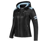 Rusty Stitches Joyce Hooded V2 Giacca in pelle da moto da donna, nero-blu, taglia 36 per donne