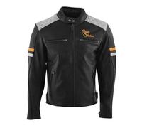 Rusty Stitches Jari V2, giacca in pelle S male Nero/Grigio Chiaro/Oro
