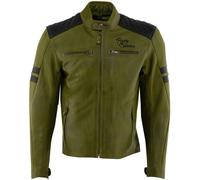 Rusty Stitches Jari Giubbotto moto in pelle, Verde/Nero, Taglia M