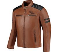 Rusty Stitches Jari V2 Giacca di pelle da moto, nero-marrone, taglia 4XL