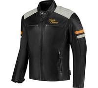 Rusty Stitches Jari V2, giacca in pelle 4XL male Nero/Grigio Chiaro/Oro