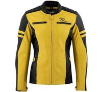 Rusty Stitches Joyce Giacca donna moto in pelle, giallo/nero, Taglia 36