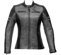 Rusty Stitches Joyce Giacca donna moto in pelle, grigio/nero, Taglia 36