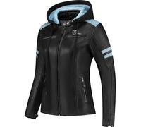 Rusty Stitches Joyce Hooded V2, giacca di pelle donna 38 female Nero/Azzurro