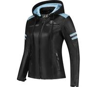Rusty Stitches Joyce Hooded V2 Giacca in pelle da moto da donna, nero-blu, taglia 42 per donne