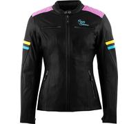 Rusty Stitches Joyce V2, giacca di pelle donna 36 female Nero/Fucsia/Giallo/Blu