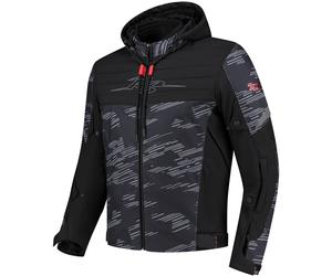 Rusty Stitches Liam Giacca tessile da moto impermeabile, nero-grigio-rosso, taglia 3XL per maschi