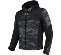 Rusty Stitches Liam Giacca tessile da moto impermeabile, nero/grigio/rosso, Taglia XL