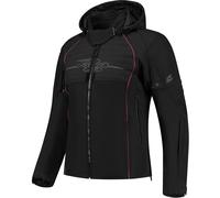 Rusty Stitches Naomi Giacca tessile da moto da donna impermeabile, nero-rosa, taglia 46 per donne