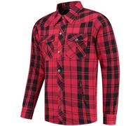 Rusty Stitches Neil Camicia da moto, nero/rosso, Taglia L