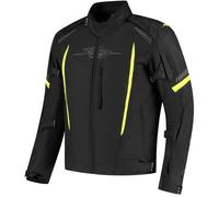 Rusty Stitches Pete impermeabile Giacca tessile moto, nero-giallo, taglia 4XL per maschi