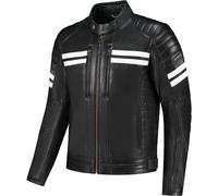 Rusty Stitches Steve Giacca di pelle da moto, nero-bianco, taglia L per maschi