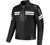 Rusty Stitches Steve Giacca di pelle da moto, nero-bianco, taglia L per maschi