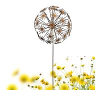 Rusty Yard Stakes - Ferro decorativo fai da te regolabile, petals Outdoor Garden Decor Ground Stakes for Fence Patio Lawn Pathway Walkway Landscape Park Plant Pot Planter Weather-Resistant Metal