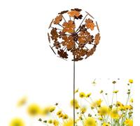 Rusty Yard Stakes - Iron Decorative DIY Adjustable, Petals Outdoor Garden Decor Ground Stakes for Fence Patio Lawn Pathway Walkway Landscape Park Plant Pot Planter Weather-Resistant Metal Garden