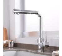 RUSUET CUCINA A 3 Vie Gold, Tocca del filtro dell'acqua potabile con beccuccio girevole a 360 ° e doppia leva, finitura in oro elegante, perfetta per l'uso della casa e della cucina Beauty