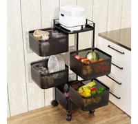 Rutaqian Pianto di Stoccaggio vegetale A 5 Livelli, Carrello da Cucina Con Ruote, Carrello Quadrato Rotente Mobile per la Conservazione Della Frutta Vegetale Nerone 5 strati