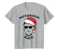 Ruth Bader Gingsburg - RBG Xmas Divertente Tshirt Maglietta, Bambini, Grigio Melange, 8 Anni