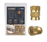 ruthex Inserto filettato M5 - 50 pezzi RX-M5x9.5 boccole filettate in ottone - d