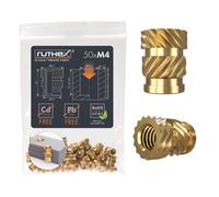ruthex Set di inserti filettati M4, 50 boccole filettate RX-M4x8.1 in ottone, da