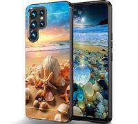 RUUHLJLET Designed for Samsung Galaxy S25 Ultra 6.9" 2025 Case,Brushed Texture Soft TPU Slim Fit Protective Phone Cover,Beach Starfish Shell Sky
