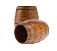 Ruuizksa 2 tazze da tè classiche in legno, a forma di barile, per caffè, bevande calde, latte, vino, 210 ml