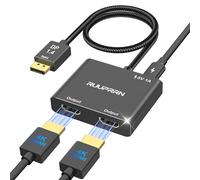 RUUPRRN Adattatore da DisplayPort a doppio HDMI, da DP 1.4 a HDMI 2.0, splitter da DisplayPort a HDMI 2.0, splitter da DisplayPort a HDMI, 1 in 2 out, per PC, NVIDIA, scheda grafica AMD