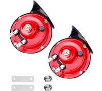 Ruuvee Horn Ruuvee - Clacson elettrico per camion, super forte da 300 dB per camion, 12/24 V, kit di ricambio per moto, camion, bici, barca (rosso, 2 pezzi, 12 V)