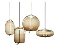 RuuXanthous Lampada a Sospensione, lampadari Lampadario di Cristallo Moderno Corda di Lino Vetro Minimalista Designer Rotondo Ovale Soggiorno Camera da Letto Illuminazione Decorativa da soffi
