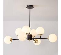 RuuXanthous Lampadario a globi in Vetro di metà secolo, lampadario a Sospensione con più luci in Vetro, Altezza Regolabile in Metallo Nero per Soggiorno, Sala da Pranzo, Camera da Letto, cucin