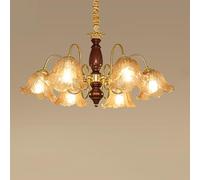 RuuXanthous Lampadario Grande in Oro di metà secolo, Stile Rustico, in Legno, con Motivi Floreali, Stile Fattoria, Lampada a Sospensione Antica e Vintage, per Camera da Letto, Tavolo da pranz