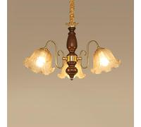 RuuXanthous Lampadario Grande in Oro di metà secolo, Stile Rustico, in Legno, con Motivi Floreali, Stile Fattoria, Lampada a Sospensione Antica e Vintage, per Camera da Letto, Tavolo da pranz