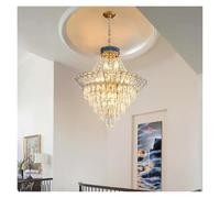 RuuXanthous Lampadario in Cristallo Duplex a LED, Lampada a Sospensione Lunga Moderna per Ville, Hall di Hotel, soggiorni, soppalchi e Scale Cavi, Montaggio a Parete