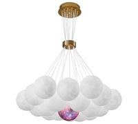 RuuXanthous Lampadario Moderno Nordico con Stampa 3D a Forma di Pianeta lunare, Grande lampadario per Camera da Letto delle Ragazze, Soggiorno, Isola - Lampadario Rotondo a Forma di Bolla, sa