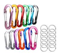 Ruvan 12 moschettoni piccoli, mini moschettoni in alluminio, 50 mm/1,96", piccoli, per chiavi, campeggio, zaino, pesca (12 colori), dodici anelli portachiavi