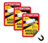 Ruvan 3 adesivi magnetici per auto con angolo morto, angolo morto, Francia Attention Angles Morts, 25 x 17 cm, per camper e autobus