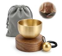 Ruvan Rilassamento istantaneo e sollievo dallo stress: set di campane tibetane per meditazione profonda e yoga, in ottone fatto a mano, con campana, bacchetta e sacchetto, per suoni chiari e puri