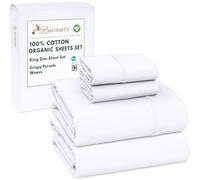 Ruvanti 100% Organic Cotton Sheets King Size, Percale Weave, GOTS Certified, 4-Piece Set, Deep Pocket 15", Crisp & Breathable, Soft Durable Bedding, Sábanas Algodón Orgánico - Bright White